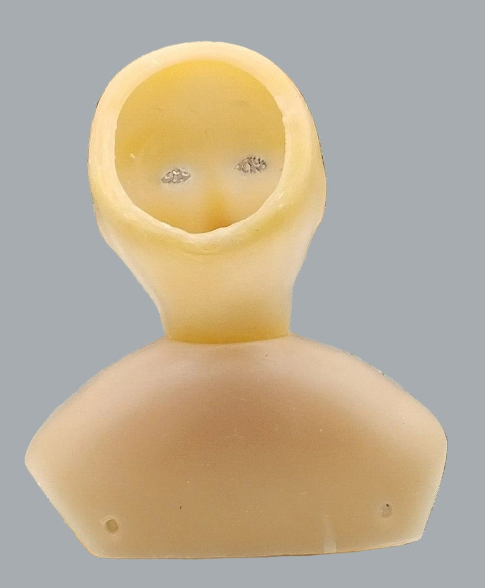 Vintage Vinyl Doll Head Torso with Painted Features and Mounting Screw