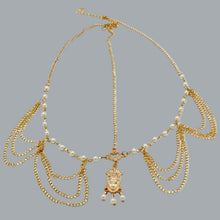 Load image into Gallery viewer, Dainty Women Head Chain Golden Crystal Bridal Head Chain Headpiece For Women

