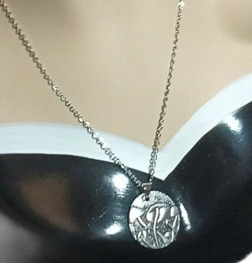 Whimsical Triple Mushroom Silvertone Jewelry Pendant Nature-Inspired Fantasy