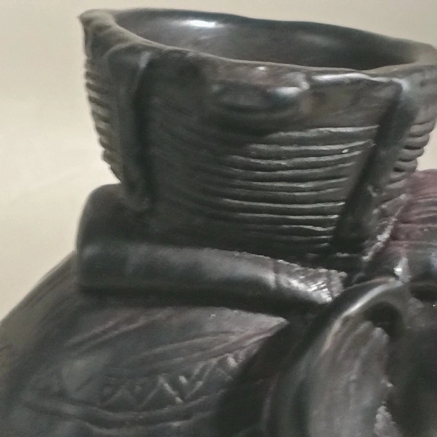 Vintage Elephant Basket Figurine Tribal Style Resin Safari Decor 5"