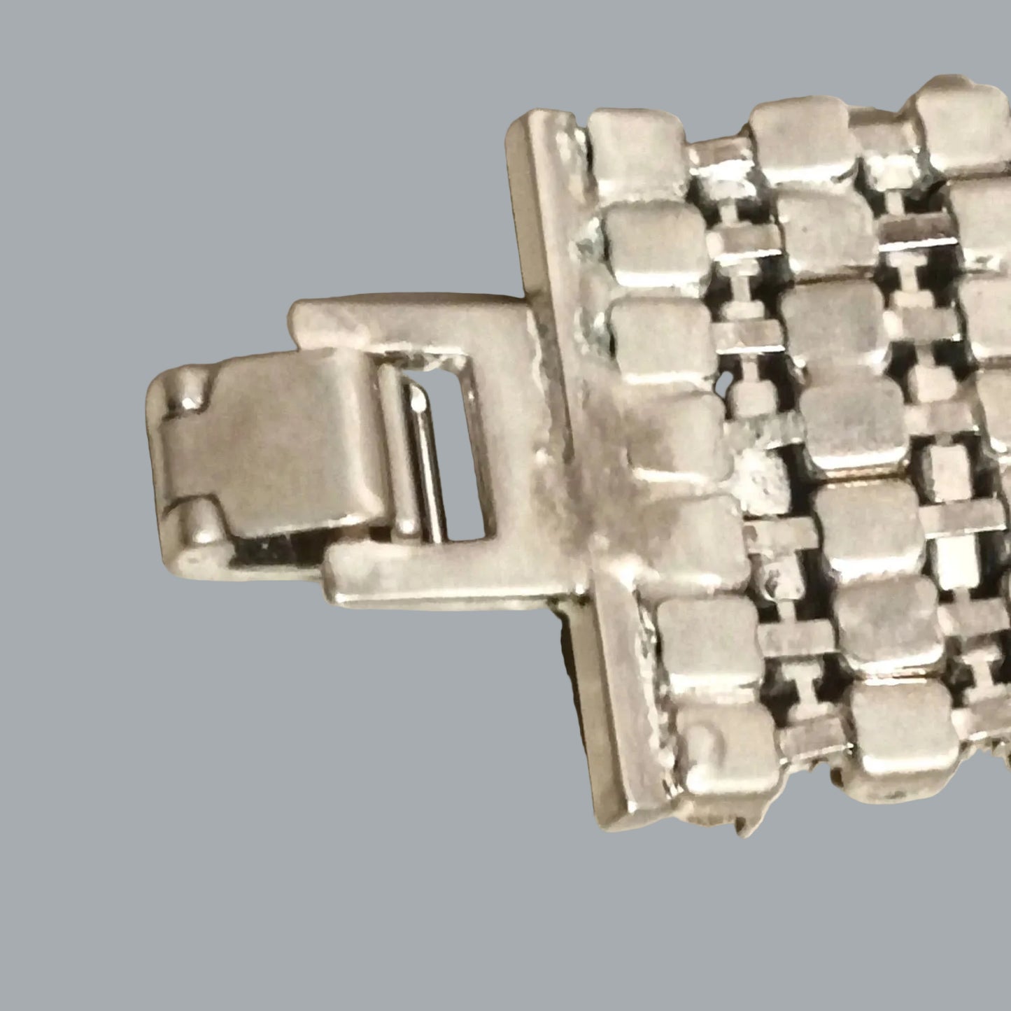 Vintage 7-Row Rhinestone Bracelet Silver Tone Box Clasp 6.5” x 1”