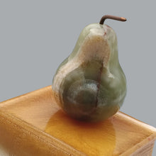 Load image into Gallery viewer, Share Vintage Hand-Carved Onyx Pear Paperweight with Natural Veins 3&quot;x4&quot;
