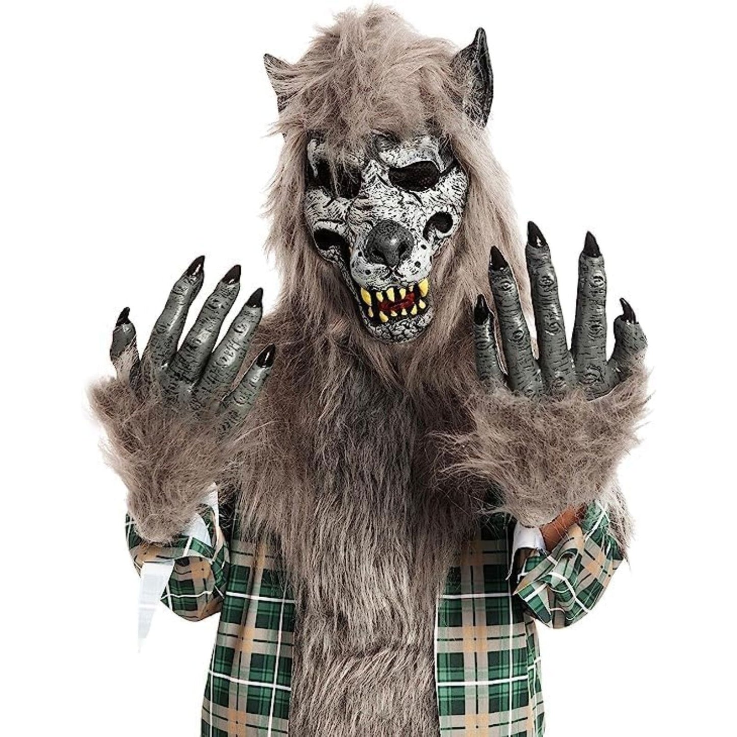 Child Unisex Green Werewolf Costume with Mask Gloves and Shoe Covers-XL(12-14yr)