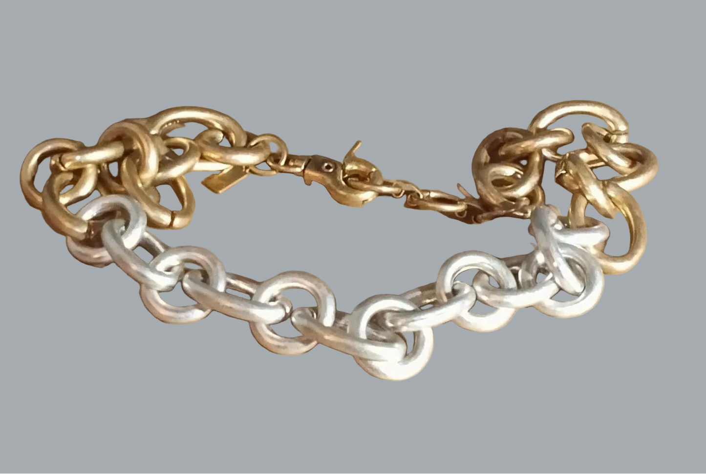 Canvas Heavy Chunky Chain Necklace 20” Unisex Mixed Metal Link Statement