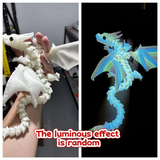 9" UV Glowing Dragon Statue Poseable Wings Fantasy Night Light Decor