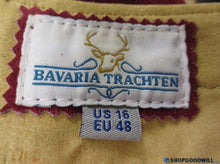 Load image into Gallery viewer, NWT Bavaria Trachten Red Leather Lederhosen Women’s 16 EU 48 Oktoberfest
