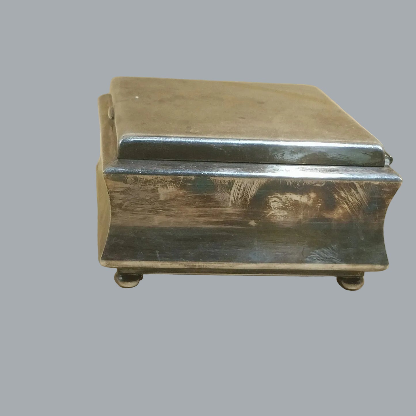 WMF Ikora Germany Silverplate Trinket Box w/ Wood Insert 4"x4"