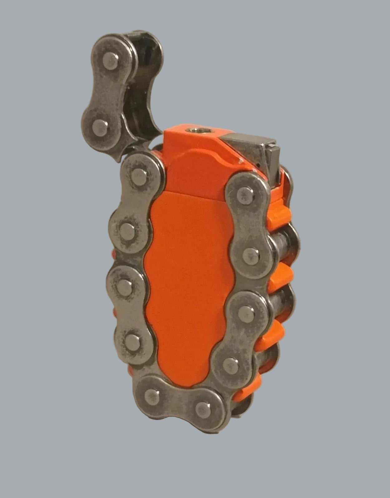 Steampunk Biker Chain Butane Lighter One World ML01-B056 Orange 3"