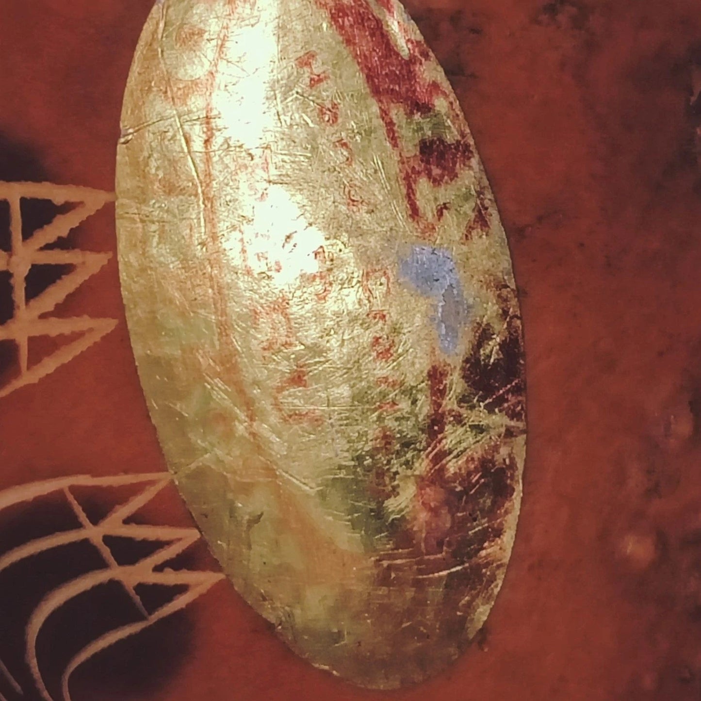 Vintage Inca Design Owl Gourd Hand Painted Andean Folk Art 4x4