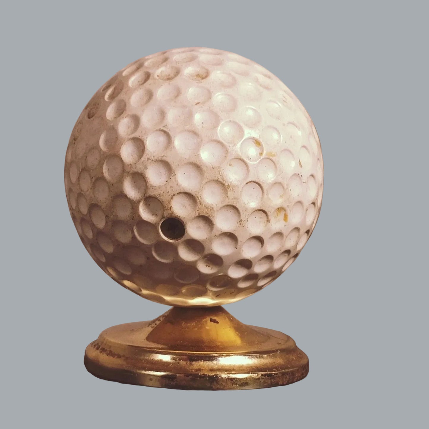 Vintage French Brass Desk Thermometer Golf Ball Style 4"x2.5"