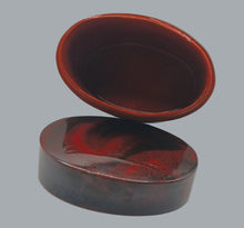Load image into Gallery viewer, Vintage Japanese Lacquer Nesting Boxes Set - 6&quot;, 5&quot;, 4&quot; Red &amp; Black Marbled Jars
