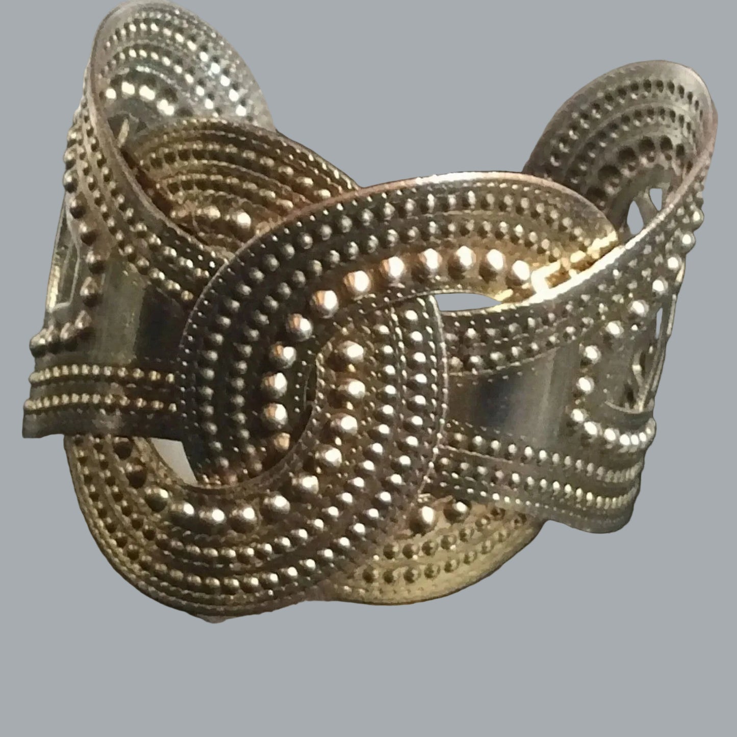 Boho Gold-Tone Embossed Cuff Bracelet | Vintage-Style Filigree Open Bangle