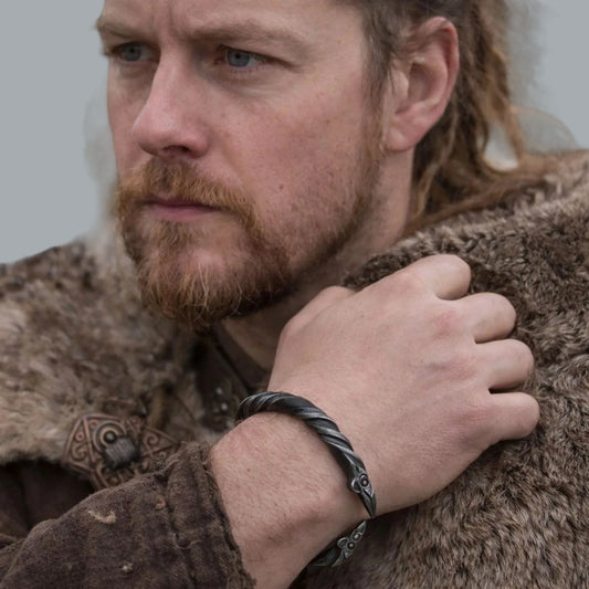 Raven Head Viking Torc Bracelet Black Metal