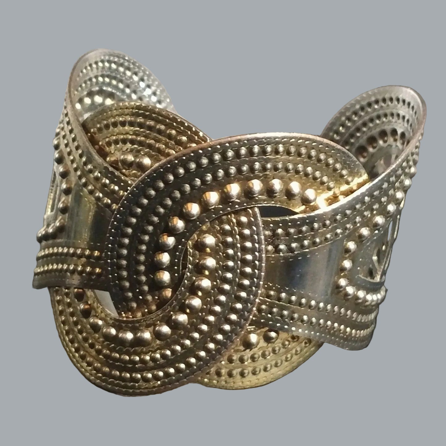 Boho Gold-Tone Embossed Cuff Bracelet | Vintage-Style Filigree Open Bangle