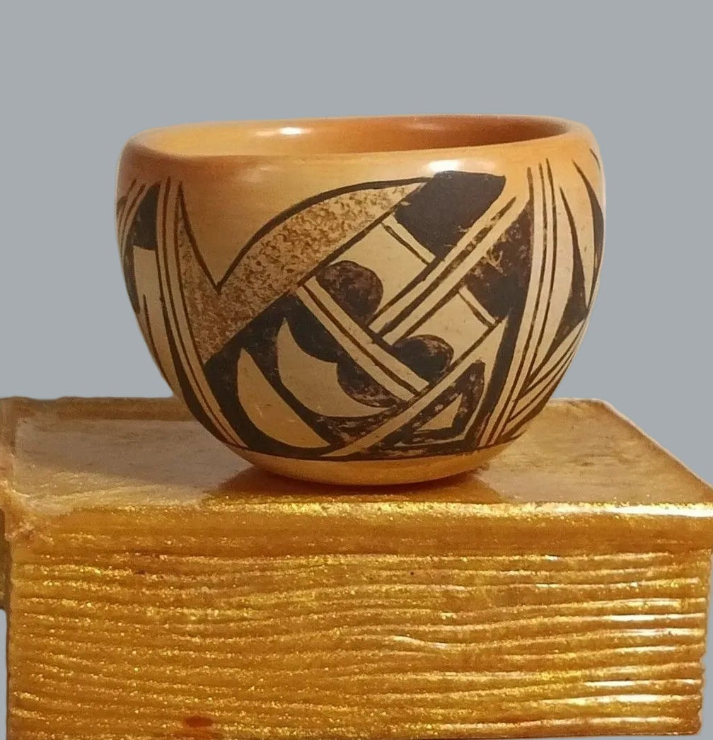 Signed E. Polleheco Southwest Pueblo Miniature Pottery Bowl 3"