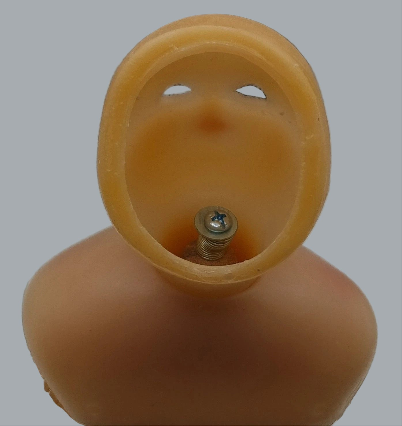 Vintage Vinyl Doll Head Torso with Painted Features and Mounting Screw