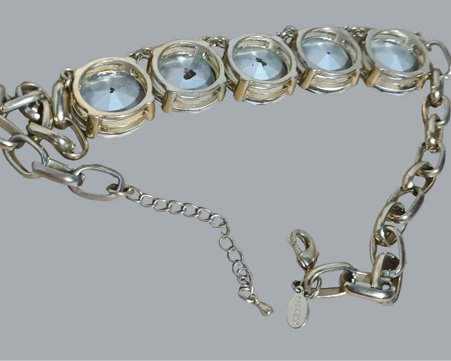 Express Gold Tone Crystal Rhinestone Statement Necklace 17" + Extender