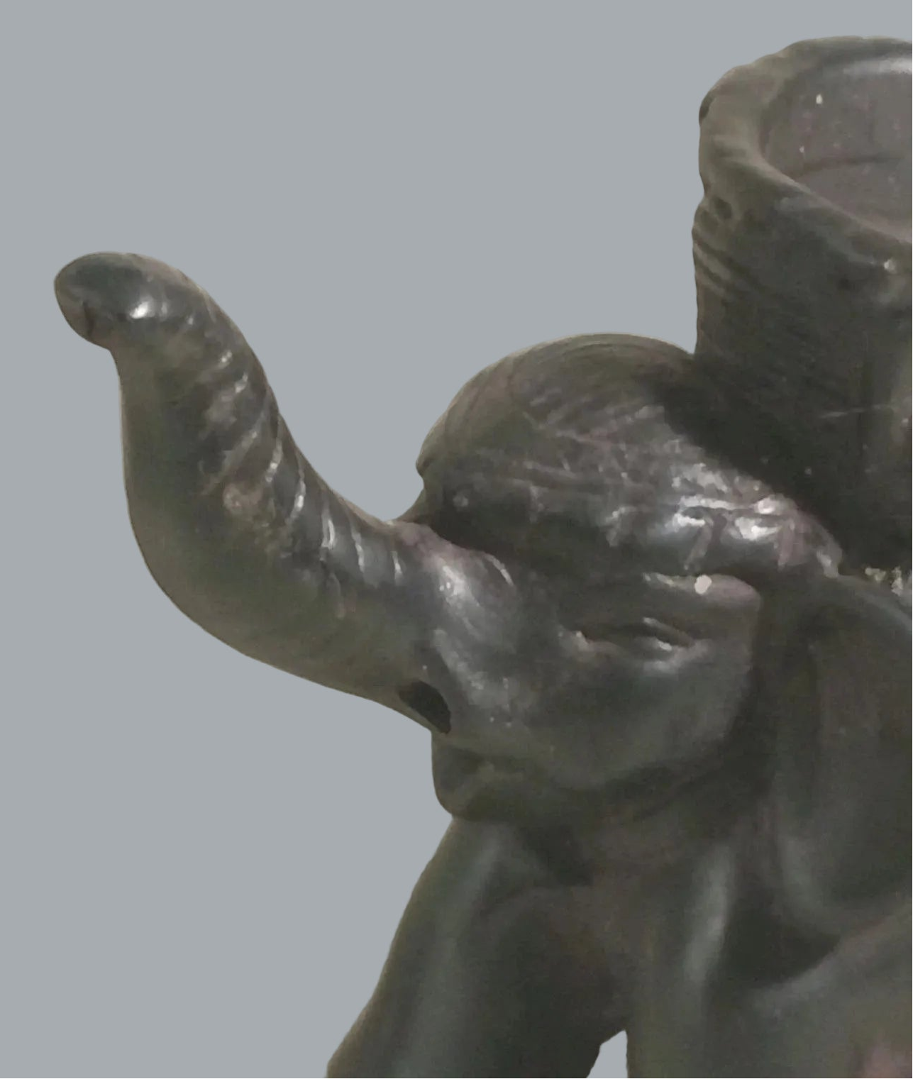 Vintage Elephant Basket Figurine Tribal Style Resin Safari Decor 5"