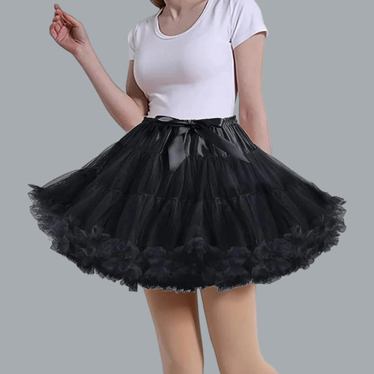 Petticoat Skirt Adult Puffy Tutu Layered Ballet Tulle Dress Costume Black OSFM