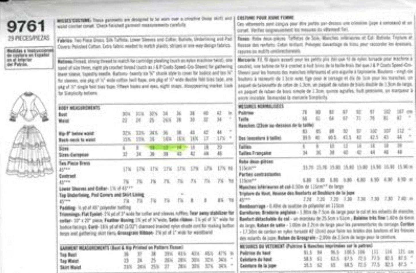 Simplicity 9761 Civil War Era Dress Pattern UNCUT FF OOP size RR (14-16-18-20)