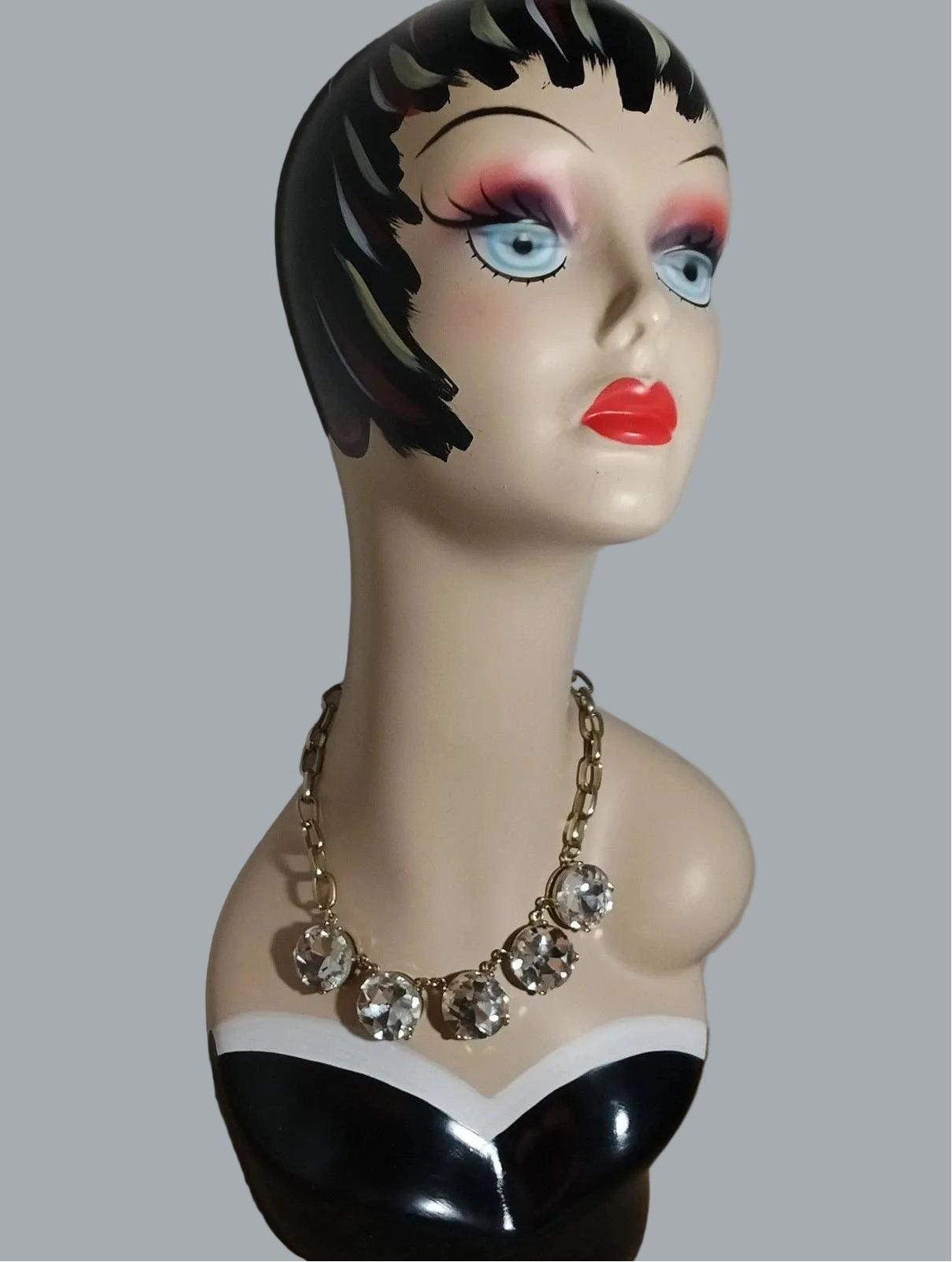 Express Gold Tone Crystal Rhinestone Statement Necklace 17" + Extender