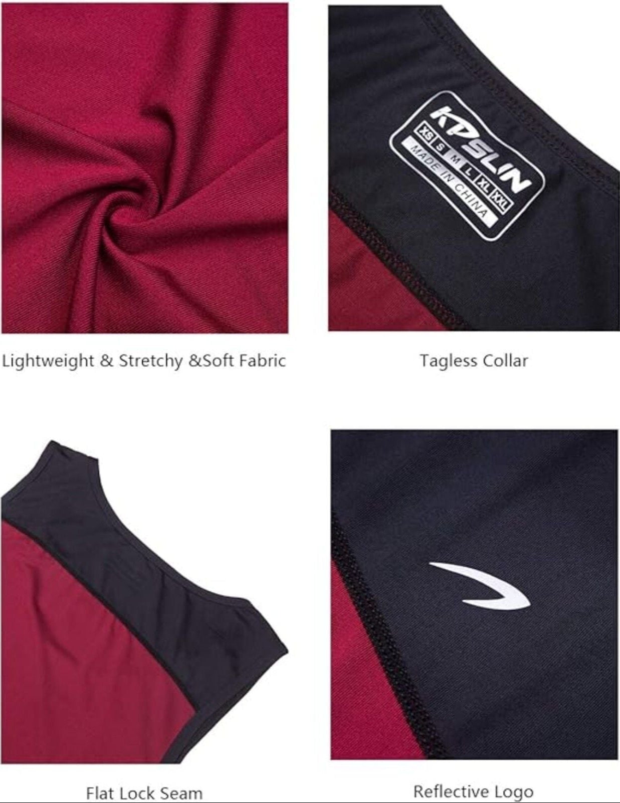 Tank Tops Quick Dry Athletic Gym Sleeveless Shirts Running Workout Jogging Red,L