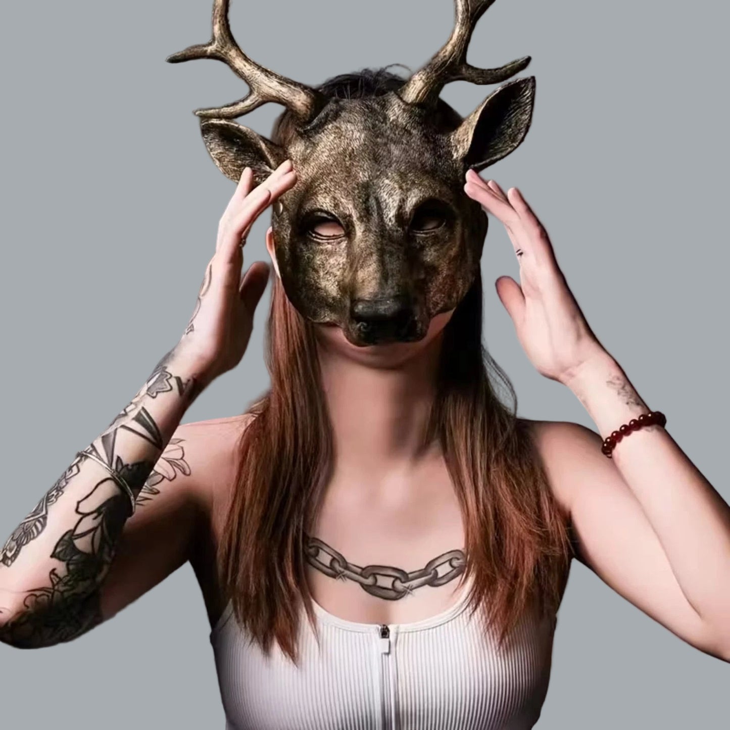 Deer Mask Animal Cosplay Mask PU Anime-Inspired Costume Accessory ren fare