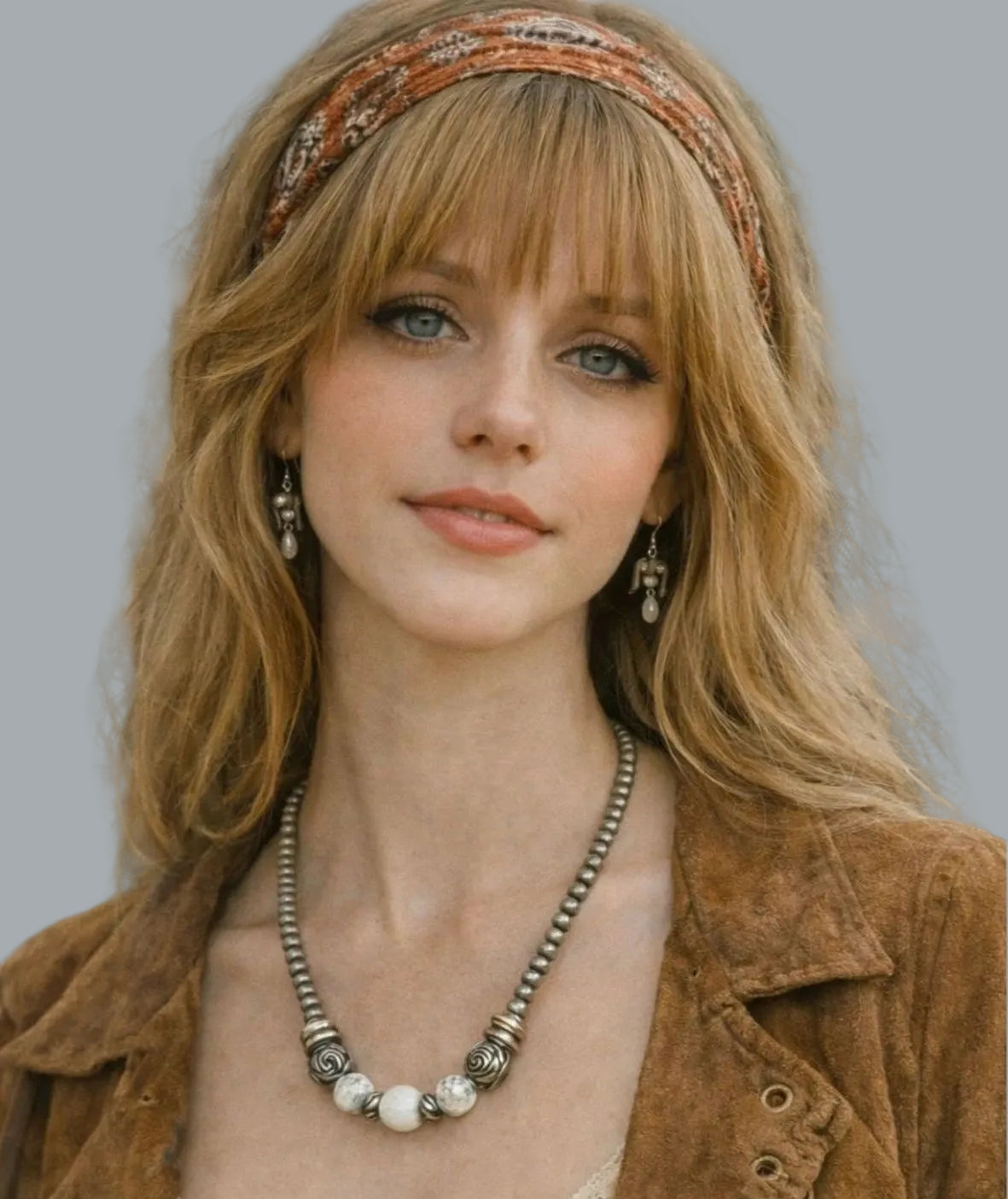 Boho Metallic Bead Necklace 23" Silver Tone Accent Beads & White Beads