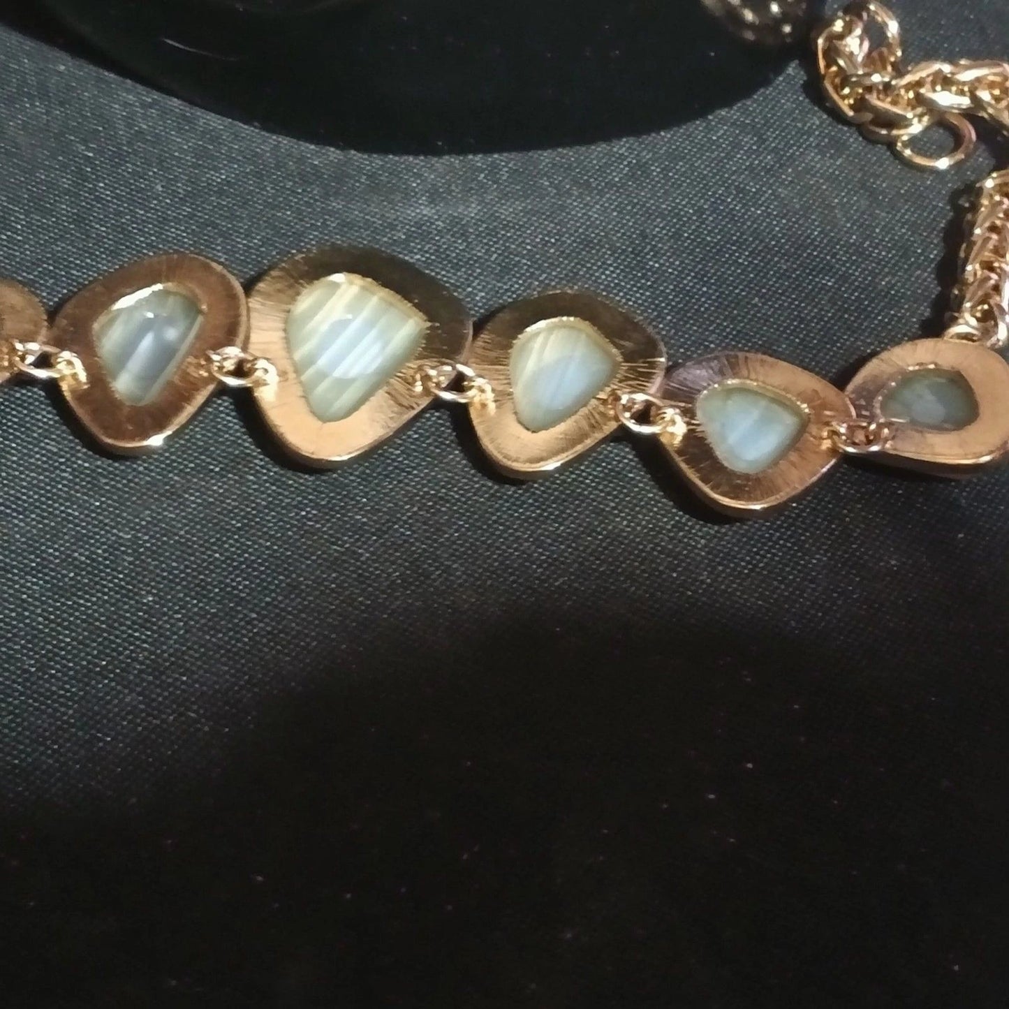 Banana Republic Gray Agate Statement Bib Necklace Gold Tone