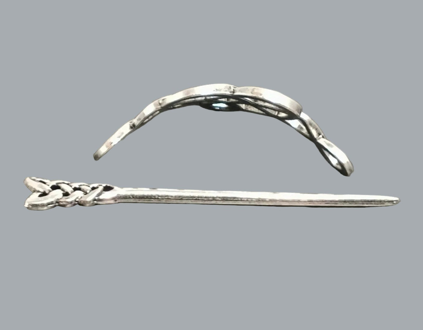 Celtic Knot Hair Barrette Silver Tone Slide Pin 4” Bun Holder Clip