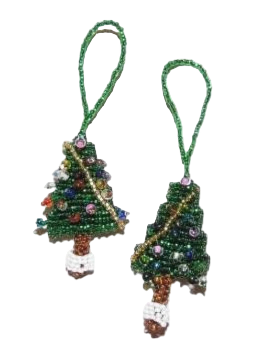 1 CHRISTMAS TREE SEED BEAD ORNAMENT Hand beaded in Guatemala