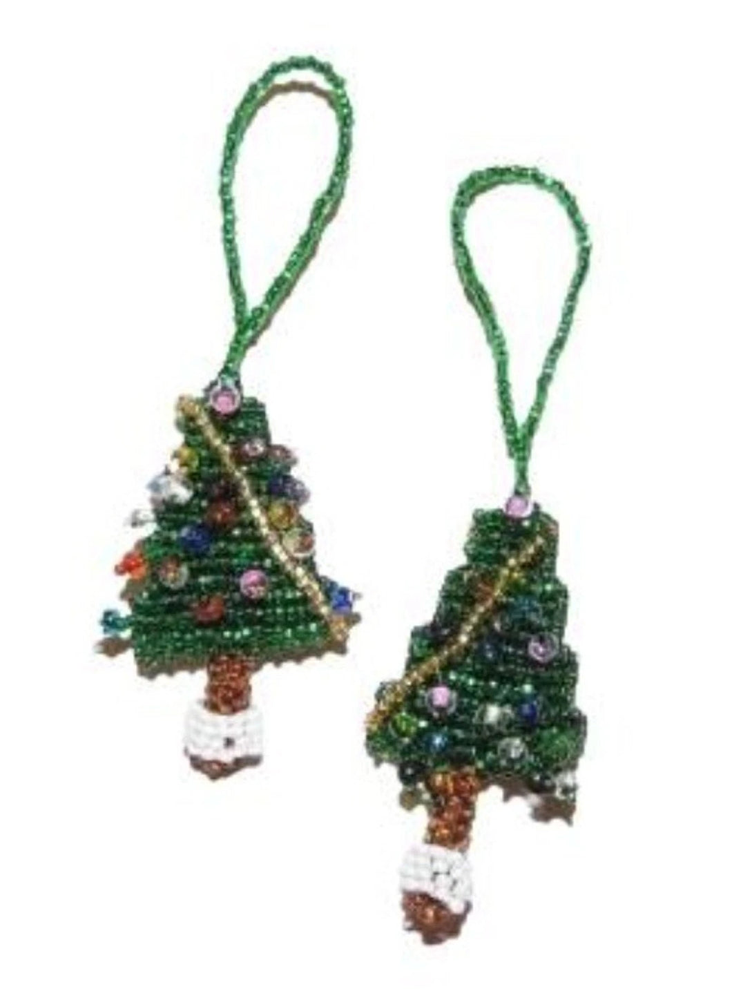1 CHRISTMAS TREE SEED BEAD ORNAMENT Hand beaded in Guatemala