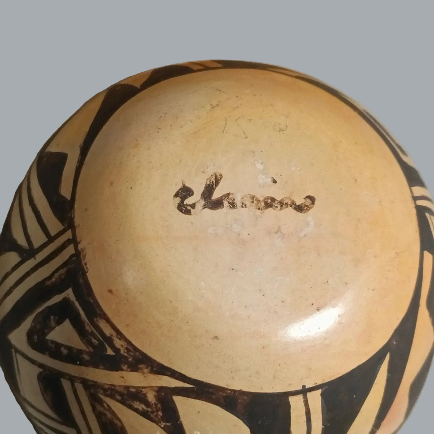 Signed E. Polleheco Southwest Pueblo Miniature Pottery Bowl 3"
