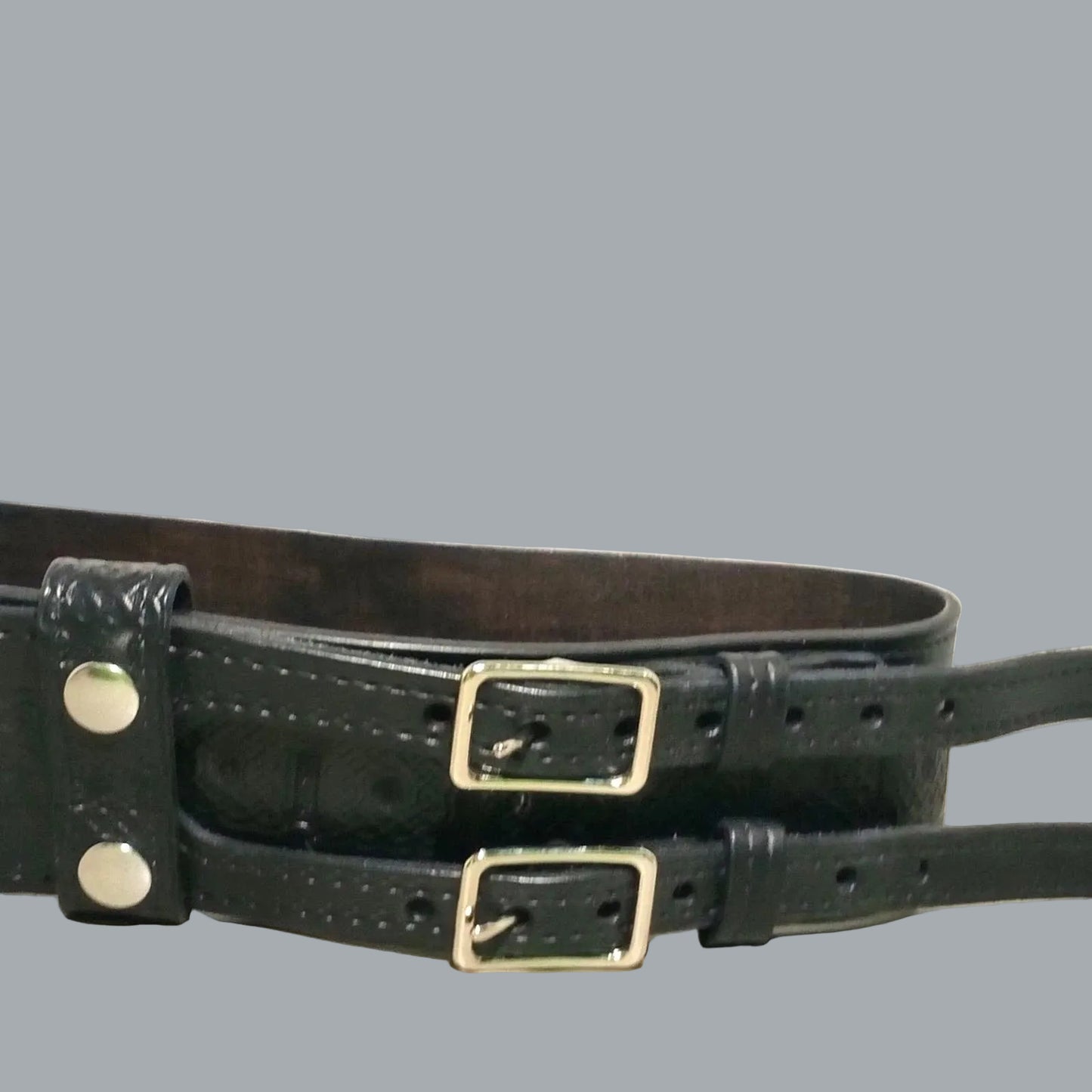 Holy Heck USA Full Grain Leather Double Buckle Kilt Belt 2.5" Celtic 39-44"waist