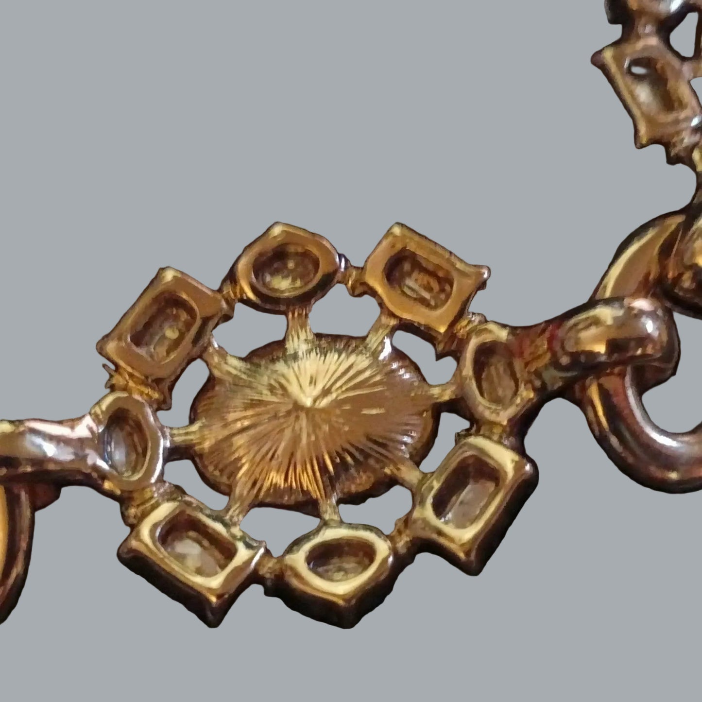 Banana Republic Gold Tone Navy Yellow Crystal Statement Necklace BR