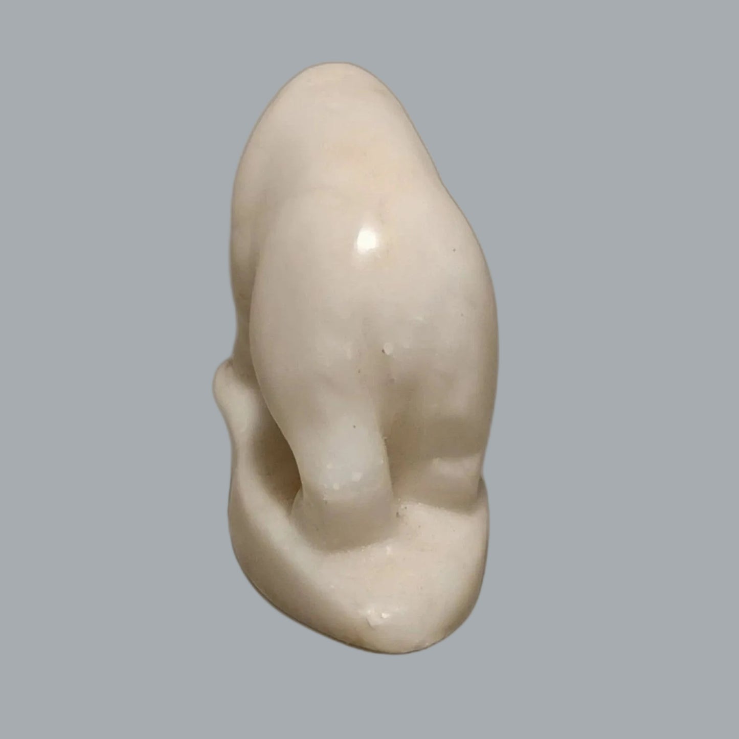 Hand Carved White Stone Polar Bear Figurine 2.5" Mini Wildlife Decor