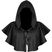 Load image into Gallery viewer, Black Satin Hooded Face Covering Shawl – Large Size Gothic Costume Cloak
