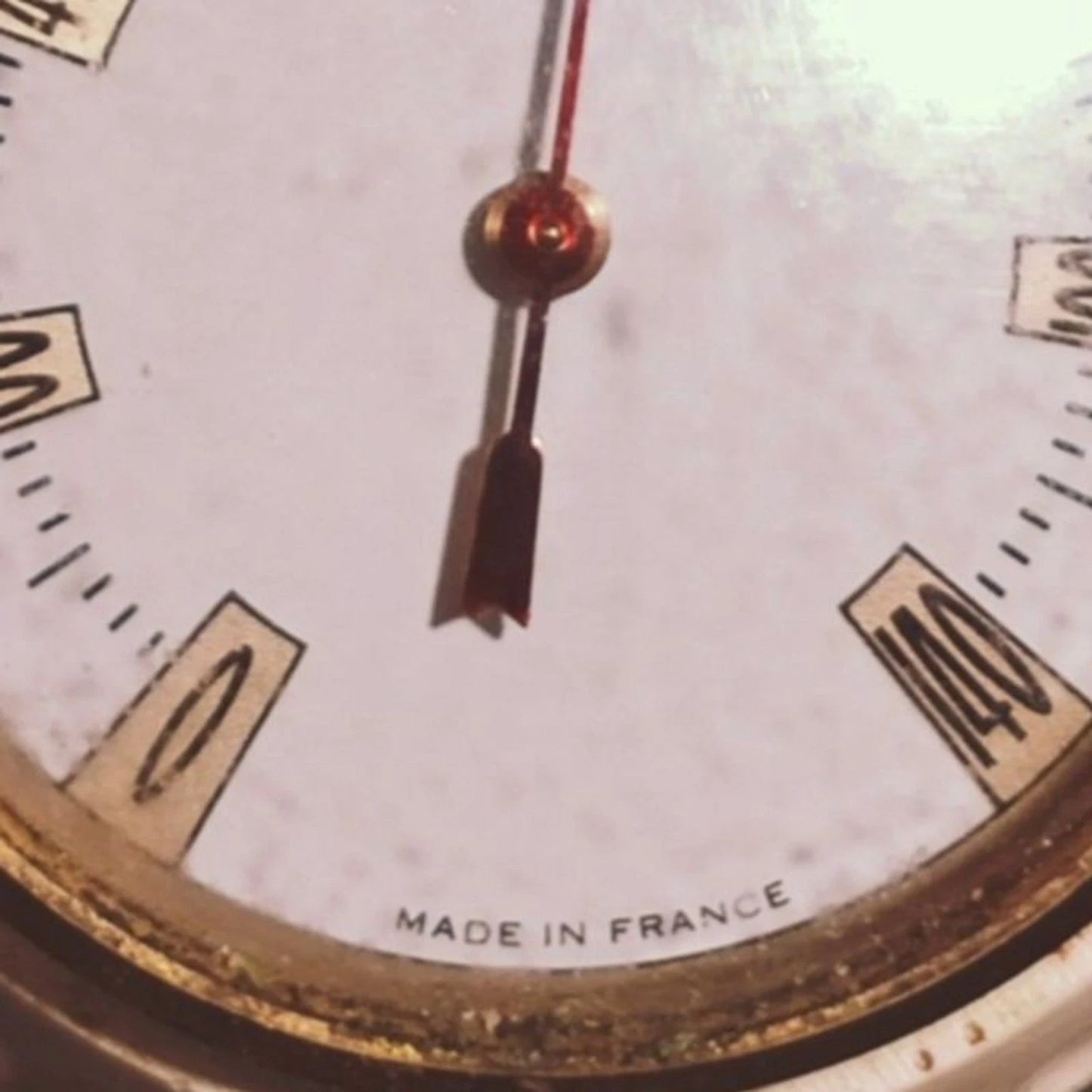 Vintage French Brass Desk Thermometer Golf Ball Style 4"x2.5"