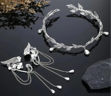Load image into Gallery viewer, Fairy Elf Accessories Set Including Rhinestone Headband Elf Ear Cuffs Elf Crown
