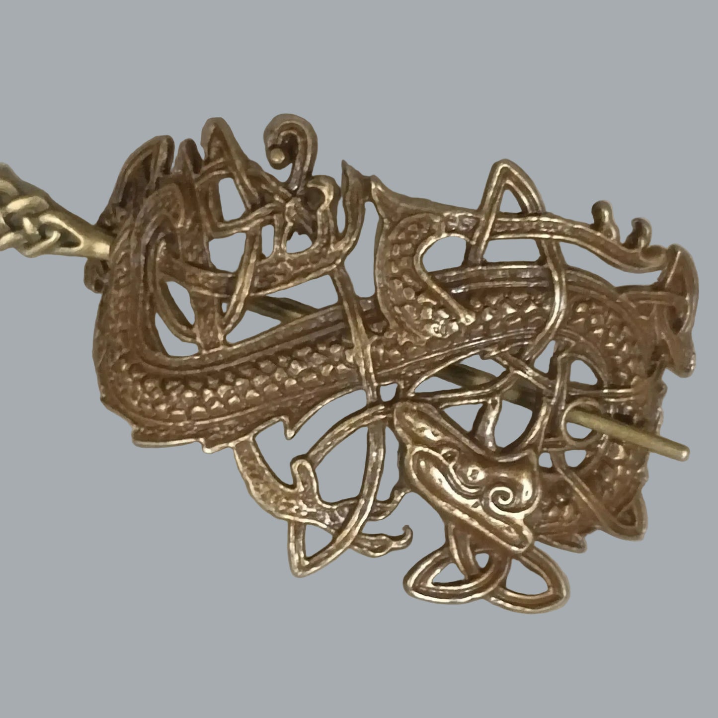 Celtic Dragon Hair Slide Barrette Ponytail Holder Ren Faire Viking