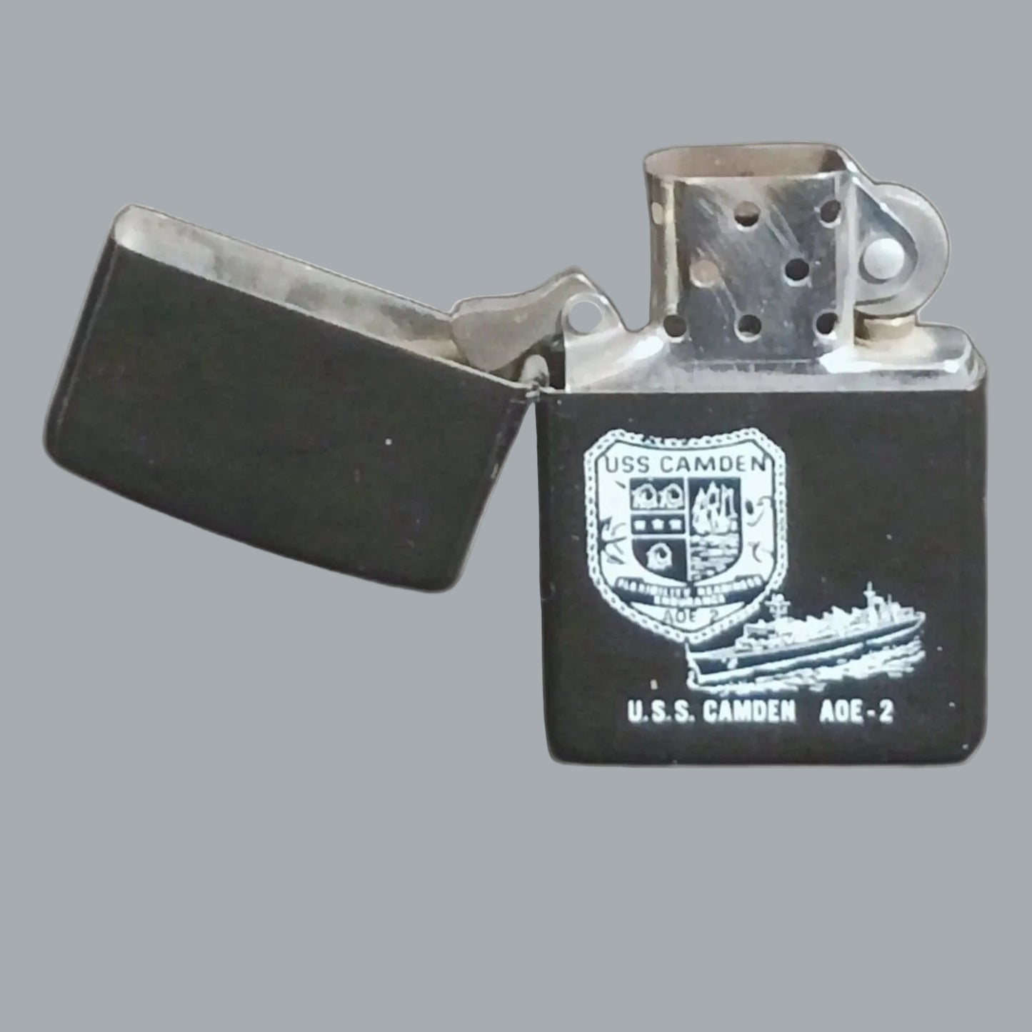 Zippo USS Camden AOE-2 Navy Lighter 1994 Black Matte USA Engraved