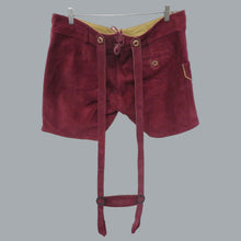 Load image into Gallery viewer, NWT Bavaria Trachten Red Leather Lederhosen Women’s 16 EU 48 Oktoberfest
