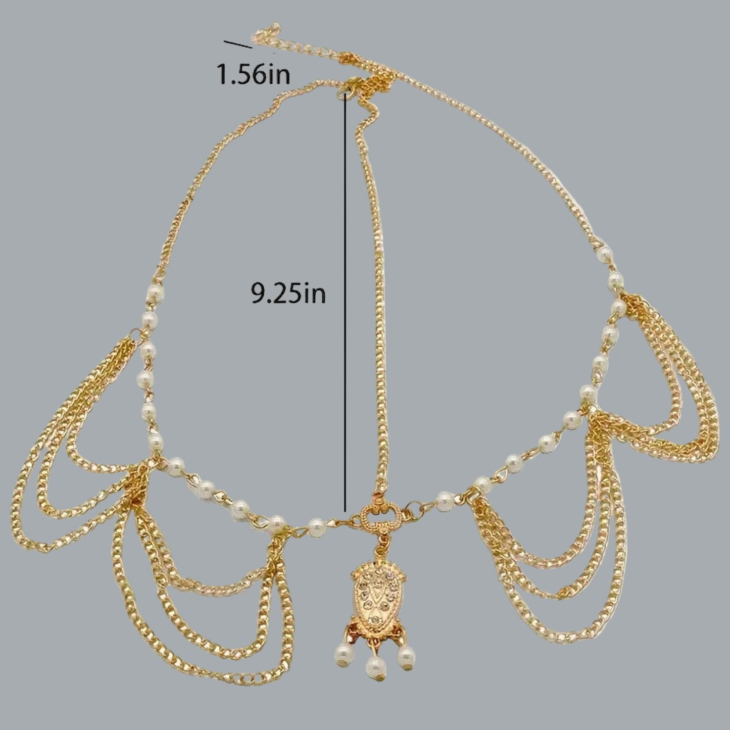 Dainty Women Head Chain Golden Crystal Bridal Head Chain Headpiece For Women