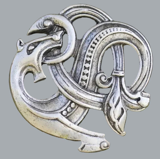 Vintage Viking Dragon Brooch Amulet Pattern With Holiday Jewelry Gift