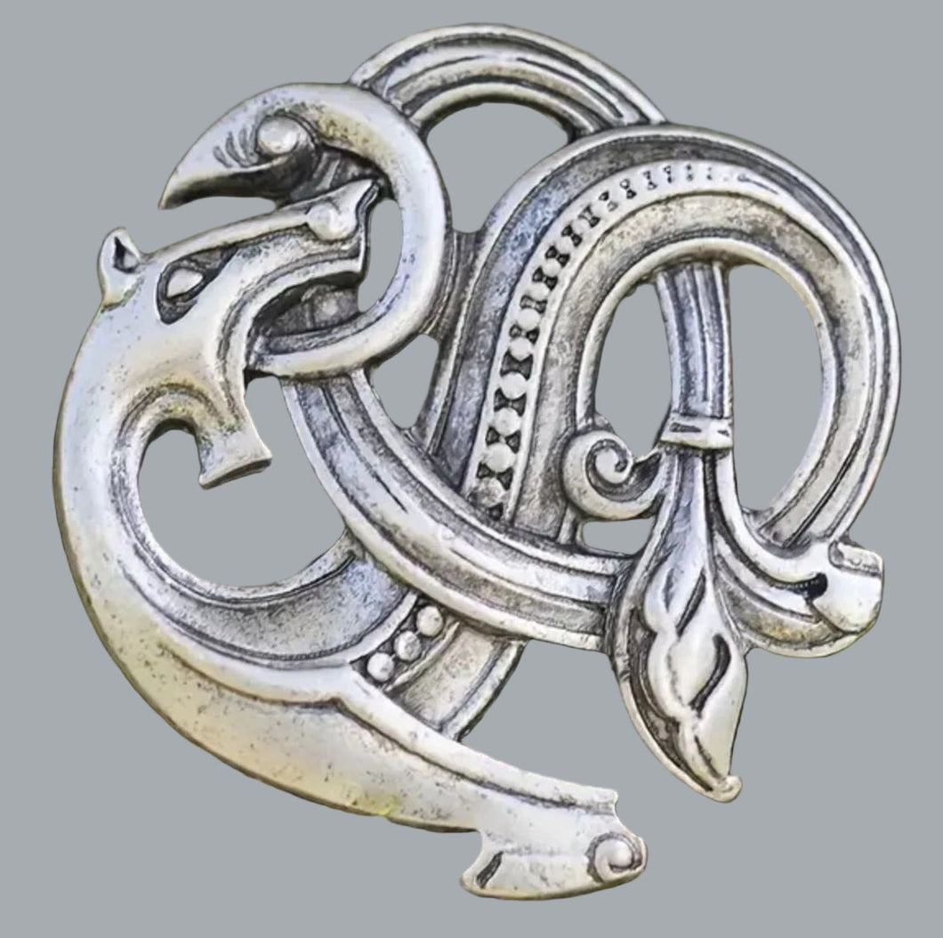 Vintage Viking Dragon Brooch Amulet Pattern With Holiday Jewelry Gift