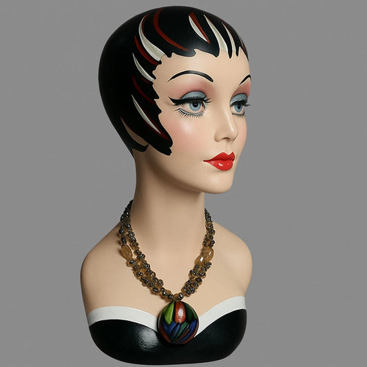 Boho Multistrand Beaded Art Glass Pendant Necklace Statement