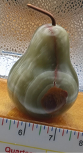 Load image into Gallery viewer, Share Vintage Hand-Carved Onyx Pear Paperweight with Natural Veins 3&quot;x4&quot;
