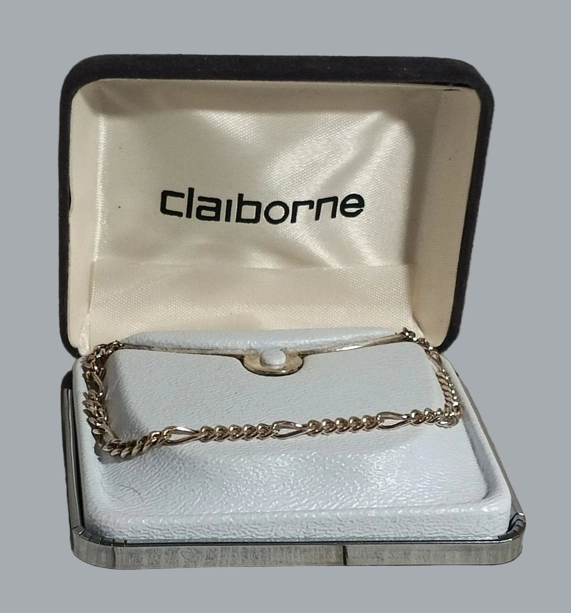 Claiborne Men’s Silver Tone Hook Button Tie Chain New in Box Lead Free