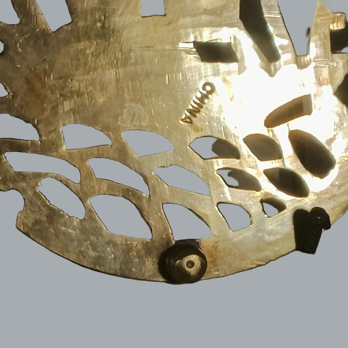 5.25" Brass Trivet Hot Plate Sailboat Cutout Decor Marked CHINA