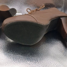 Load image into Gallery viewer, Charlotte Russe Taupe Lace-Up Platform Ankle Booties Side Zip Sz 10
